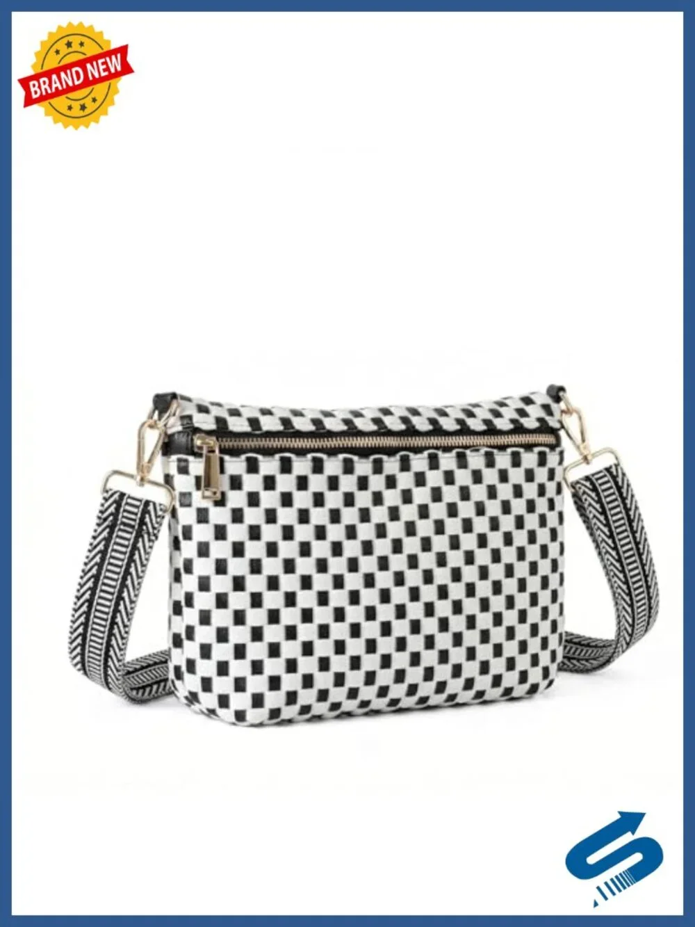 Woven Leather Crossbody Bag Women Convertible Shoulder Purse